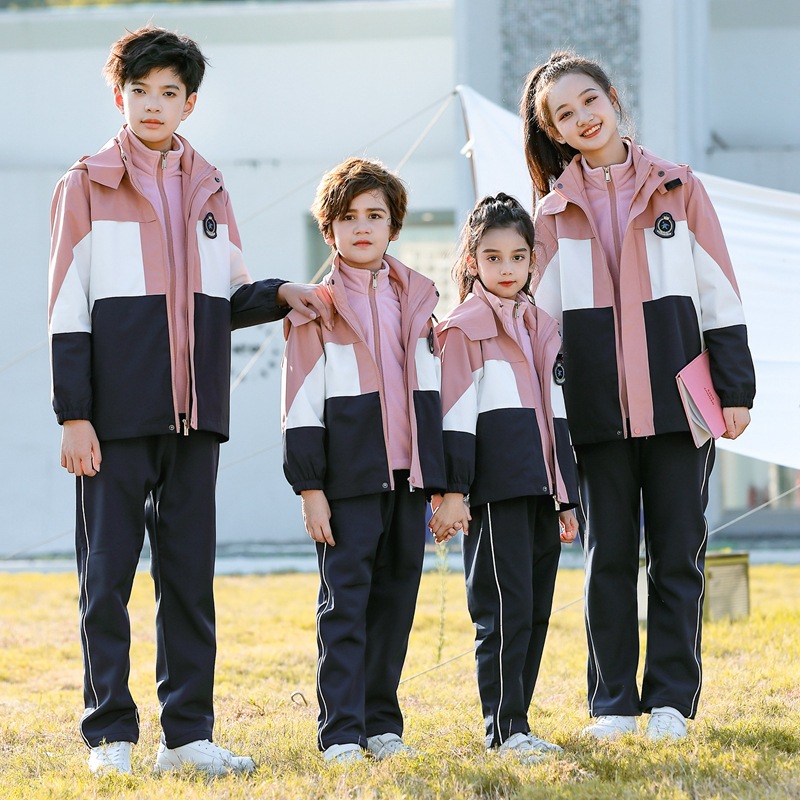 小學生校服沖鋒衣運動服春秋裝三件套秋季班服幼兒園園服秋冬套裝