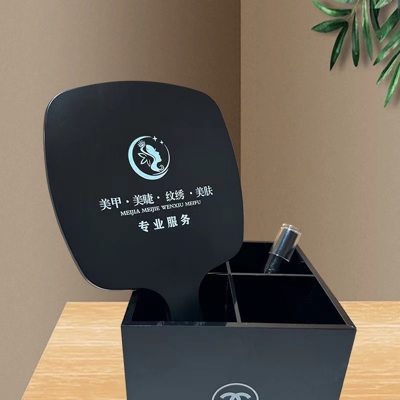 手拿高级美容院化妆镜纹绣半永久手柄镜子手持网红便携理发镜牙科|undefined
