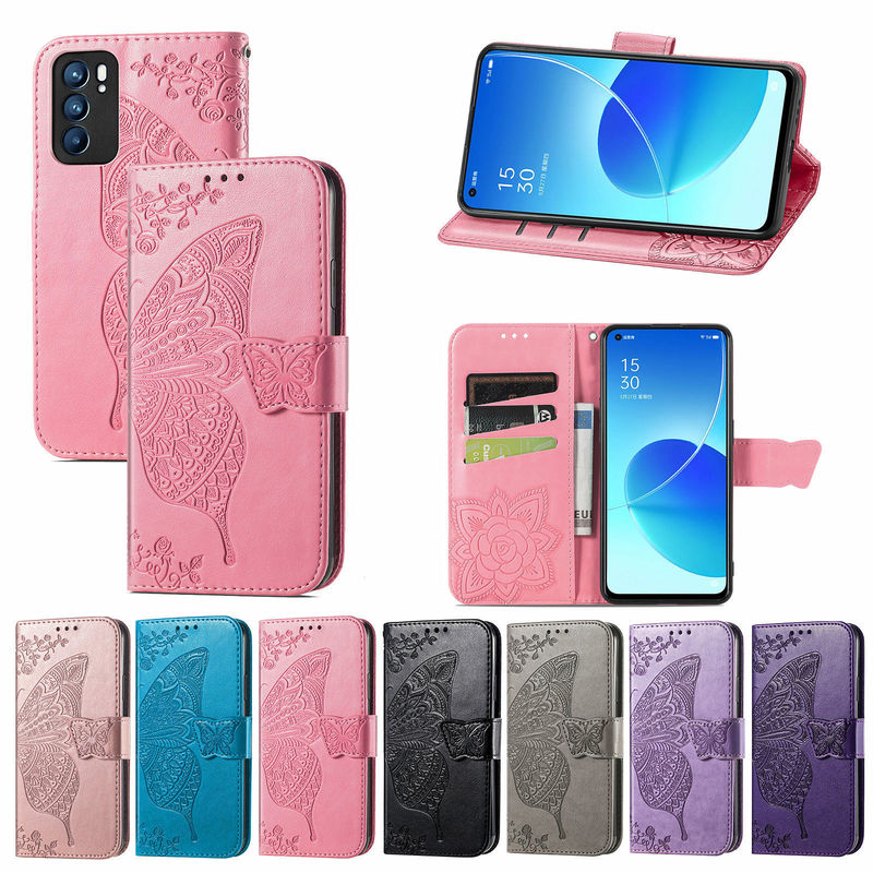 For OPPO Reno 11 Pro mobile phone card flip PU embossed leather case A17K/A58 mobile phone protective case