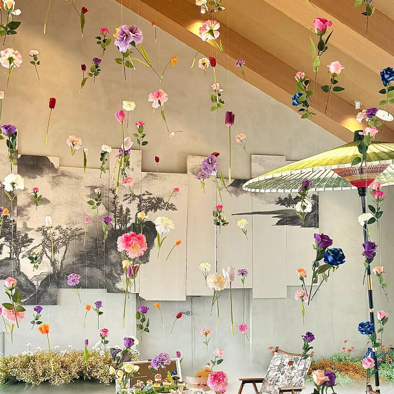 悬浮花婚礼diy花帘子材料包花吊饰挂饰商场结婚氛围布置|undefined