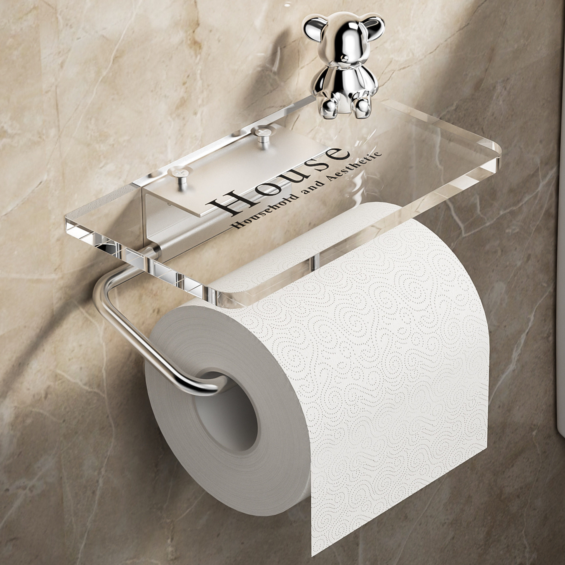 Estante de papel acrílico, estante de toallas de papel higiénico, estante de almacenamiento transfronterizo, estante de almacenamiento de etiquetas gratuitas, estante de extracción de papel higiénico