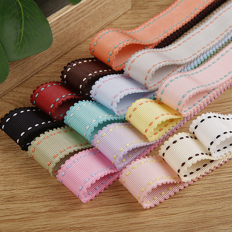 Colorful dot edge ribbed woven ribbon children's bow hair accessories material clothing shoes floral accessories polyester hat band