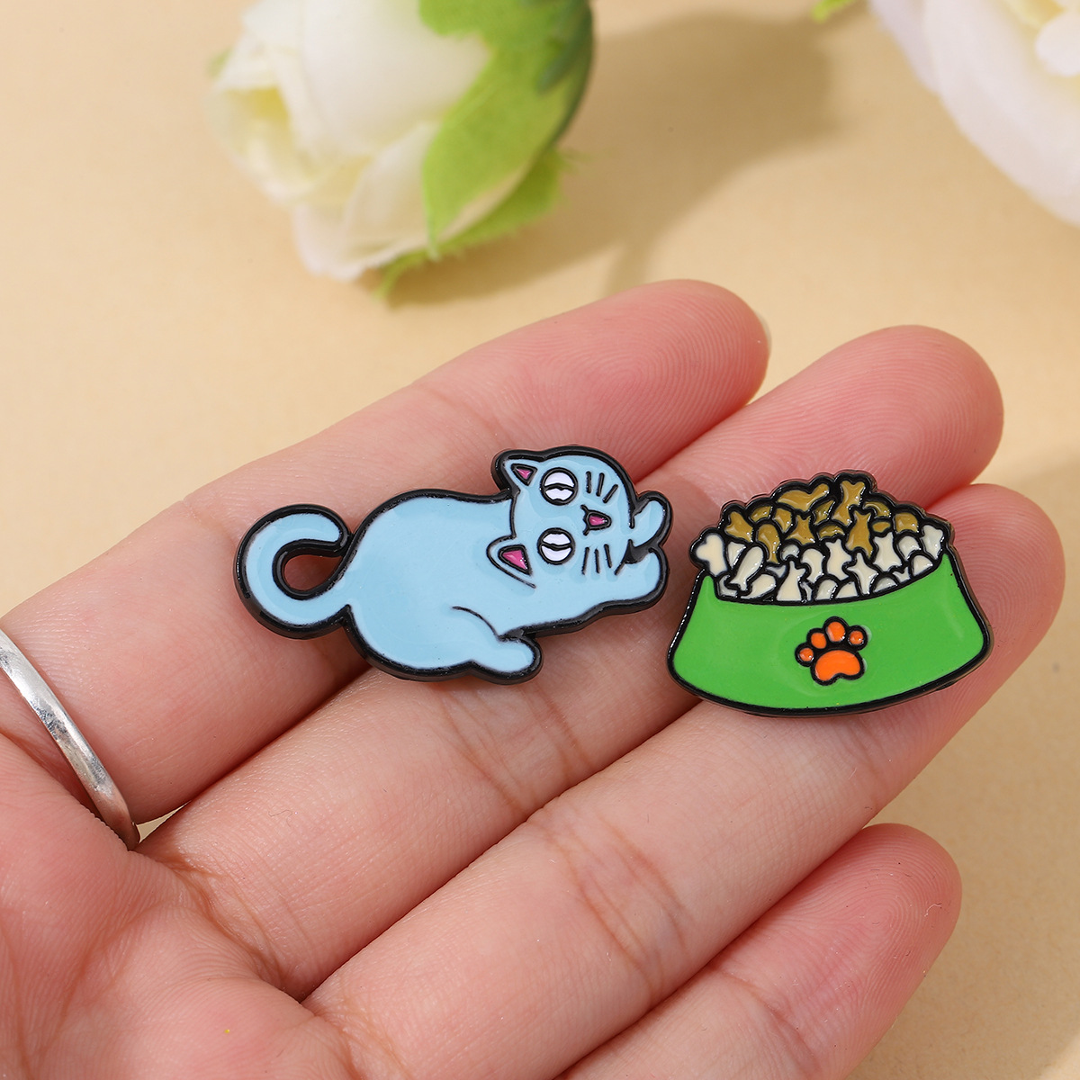 귀여운 동물 고양이 브로치 만화 새끼 고양이 분지 금속 배지 의류 후드 취미 애완 동물 장식품