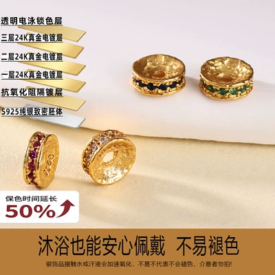 925 Silver Gold-Plated Zircon-Inlaid Zərgərlik ara hissələri