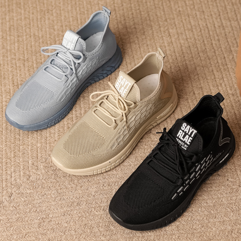 Men's Sports Shoes 2024 Spring New Breathable Flyweave Casual Lightweight Men's Running Shoes Foreign Trade Men's Shoes Wholesale