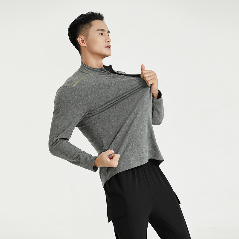 Otoño hombres corriendo media cremallera fitness stand collar de manga larga ocio deportes de mediana edad suelta más tamaño camiseta en stock impreso U