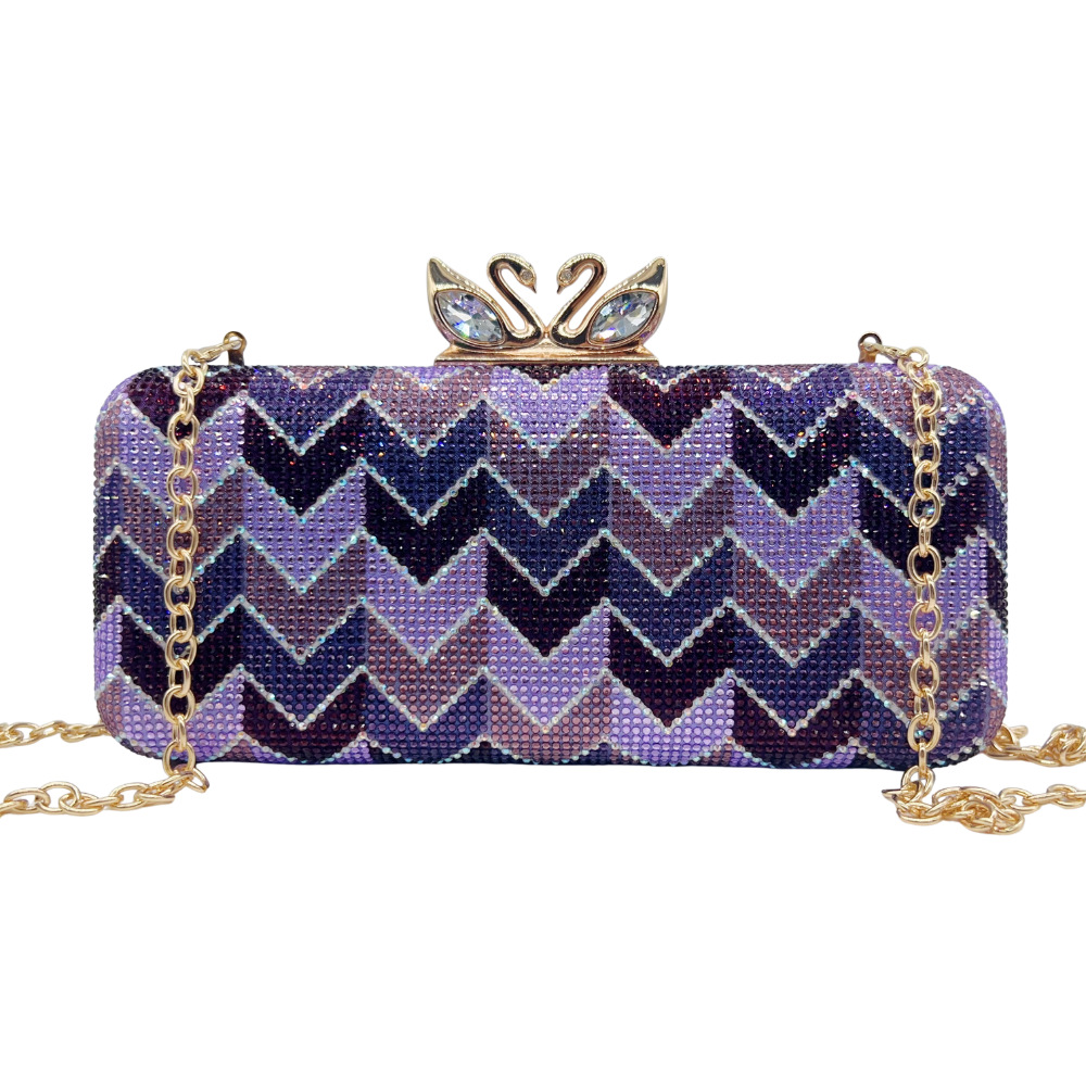 Clutch nữ đính đá lấp lánh hai mặt cầm tay dự tiệc — Đen trắng, màu hồng, màu vàng, màu đỏ chi tiết 26