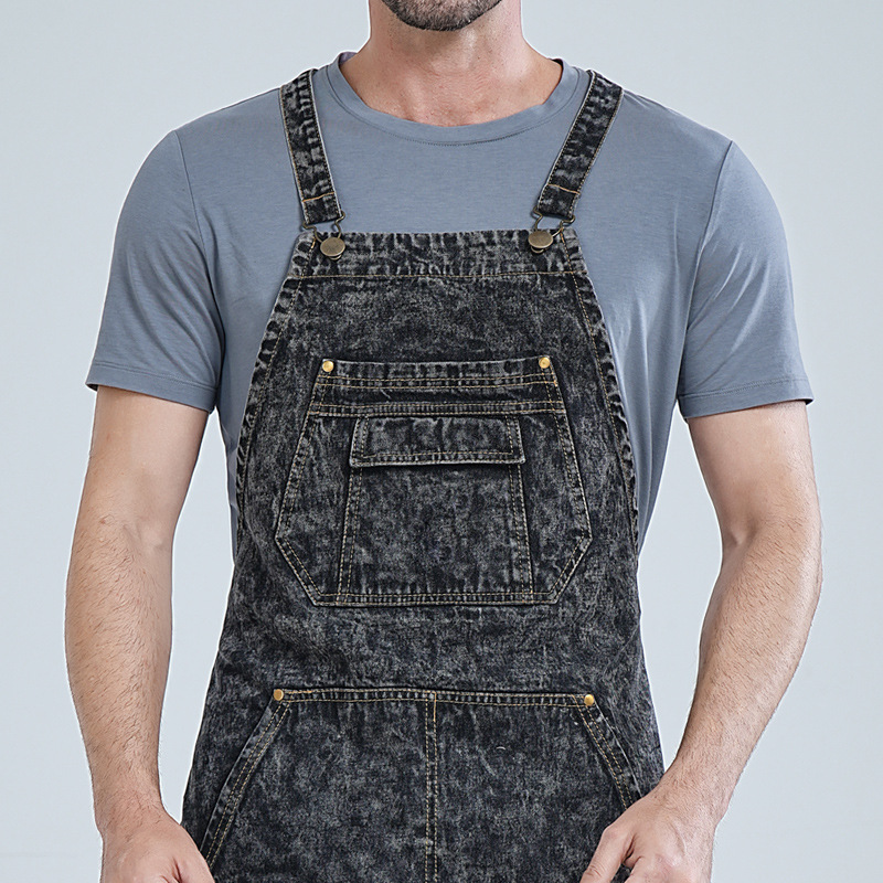 Fronteriza agua lavada denim logotipo personalizado barbero pintura ropa de trabajo electricista delantal carpintería fábrica al por mayor