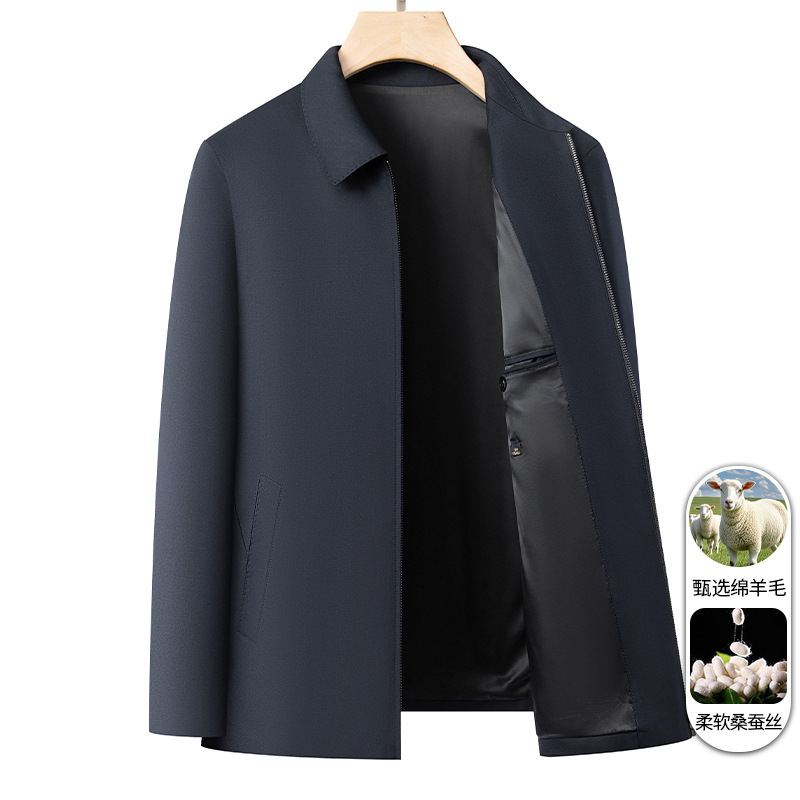 Autumn and Winter Worsted Wool Executive Jacket Soft Mulberry Silk Fabric Lapel Tencel Wool Blend Jacket Jacket for Men Autumn and Winter Worsted Wool Executive Jacket Soft Mulberry Silk Fabric Lapel Tencel Wool Blend Jacket Jacket for Men