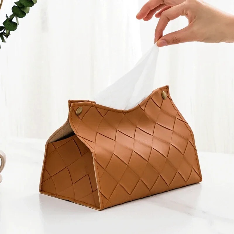 Korean Fashion Woven Tissue Box Living Room Dining Room Toilet Paper Box Advanced Sense Woven Tissue Bag