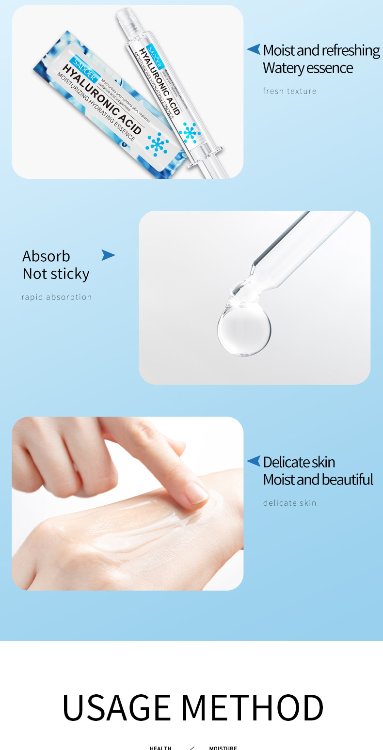 100% English Essence SADOER Hyaluronic Acid Moisturizing Essence Moisturizing Essence Moisturizing Skincare Products Cross-Border