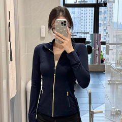 现货lulu同款define金拉链长袖外套夹克瑜伽服运动上衣紧身显瘦