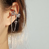 Fashionable ear clips with bow with tassels, advanced earrings, 2022 collection, bright catchy style, high-quality style