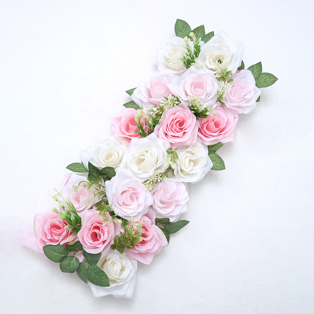 Flor de boda flor de simulación de boda tira larga aterrizaje T-Plane Road flor de guía de arco transfronterizo escena decoración flor de fila
