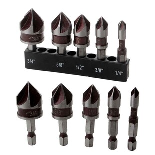 Cross-border factory 5-piece red 82 ° hexagonal handle five-blade chamferer chamferer countersink drill screw countersunk drill
