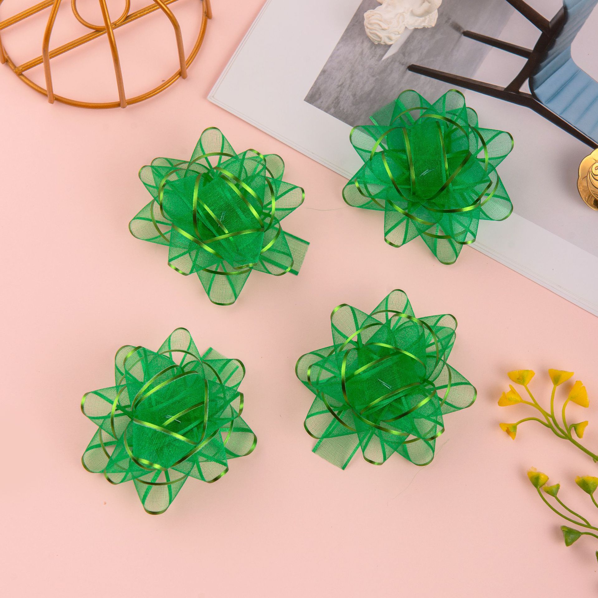 Nuevo paquete de regalo de Navidad de flores transfronterizas 1.6cm * 3 pulgadas 24 paquetes