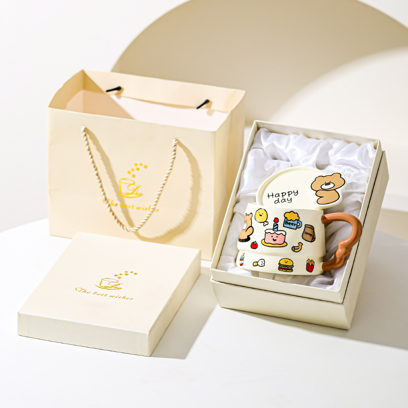 Caricatura encantadora taza de marca de animales de dibujos animados taza de cerámica creativa regalo de cumpleaños taza de desayuno taza de café