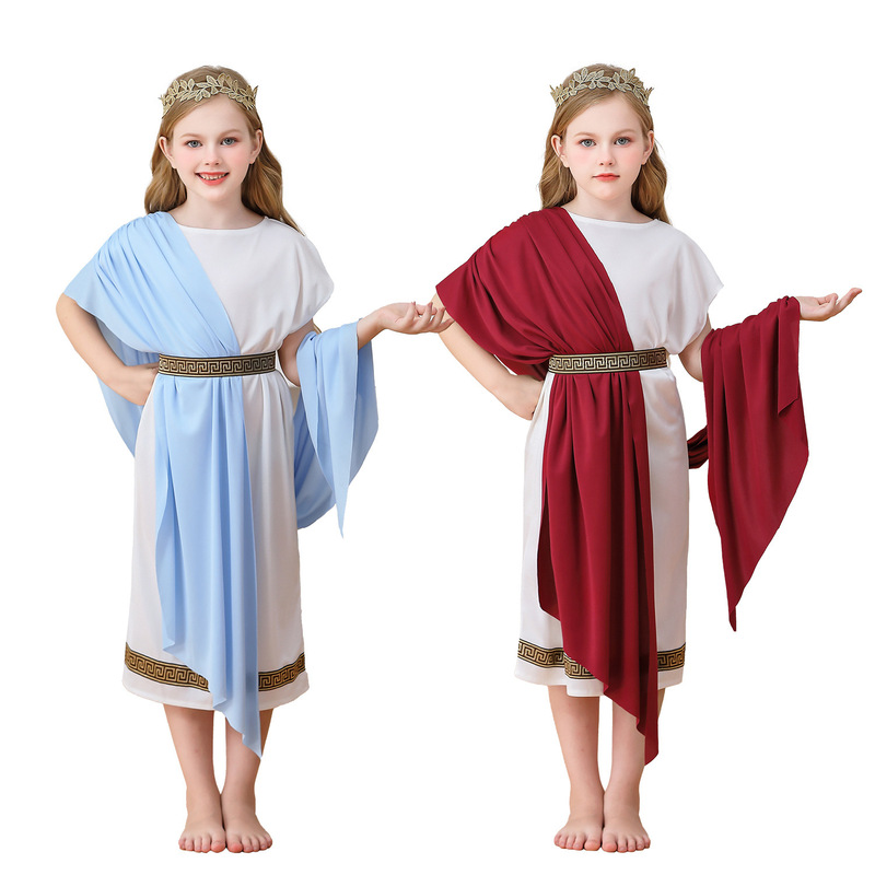 Halloween Children's Costumes Greek Mythology Boys and Girls Costumes White Roman Carnival Performance Costumes Toga Robe Long Robe Halloween Children's Costumes Greek Mythology Boys and Girls Costumes White Roman Carnival Performance Costumes Toga Robe Long Robe