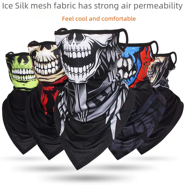Skull Neck Sleeve Ear Triangle Scarf Ice Silk Mesh Breathable Mask Outdoor Riding Headgear Sunscreen Scarf Scarf Scarf Scarf