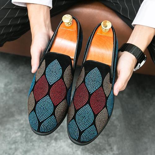 2025 Four Seasons Leisure Colorful Leather Shoes for Men, Plus Size Formal Stylish Work Shoes, Low Top Slip-On Loafers