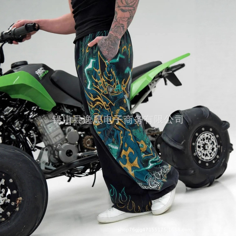 2025 New Cross-Border Men's American Street Style Y2K Comfortable Casual Loose Sports Pants Unisex Straight-Leg Pants