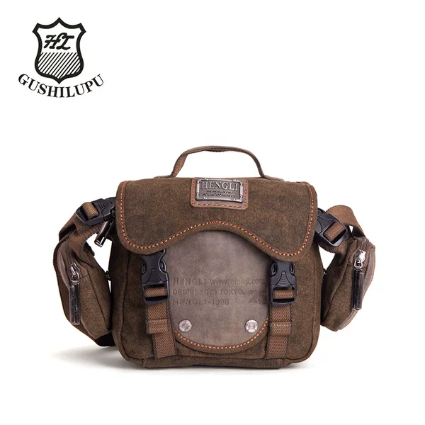 Gushi Lupu Canvas Shoulder Bag Commuter Crossbody Bag Men's Casual Handbag Vintage Canvas Satchel In Stock