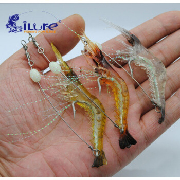Luya sea fishing soft bait luminous bionic shrimp 7cm long Luya soft shrimp fake bait bass black fish cocked mouth osmanthus bait