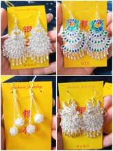 耳环新款 手工苗银复古流苏夸张凤回头民族风百搭气质女耳饰品