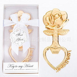 European and American small gift rose bottle opener wedding return small gift creative alloy rose bottle opener