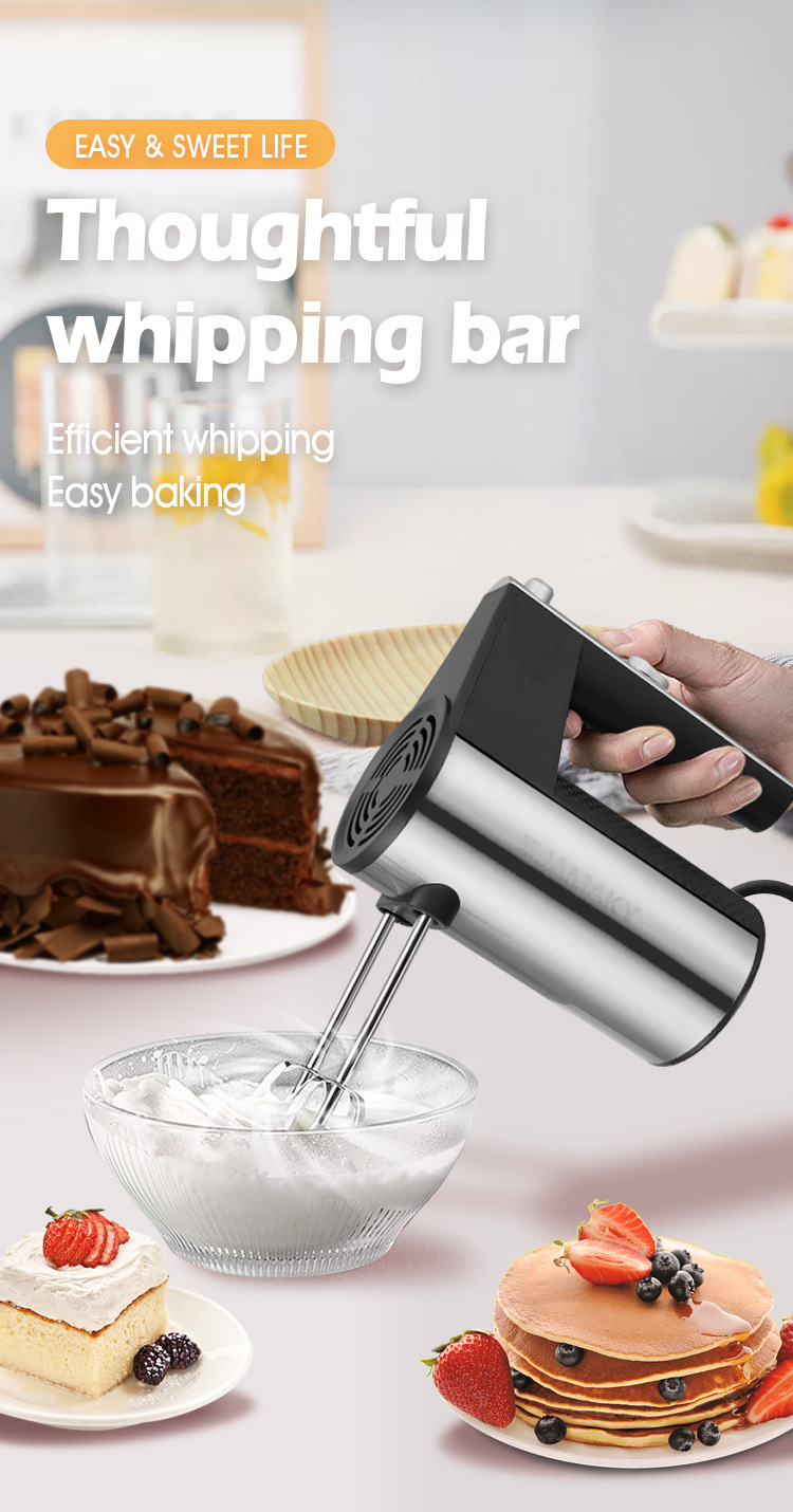 JAMAKY Home Frusta elettrica portatile Frusta ad alta potenza regolabile a 5 velocità e miscelatore per crema di farina_voghion.com