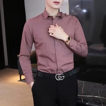长袖男士韩版纯色衬衫商务正装气质高级轻奢衬男士高档衬衫衣免烫
