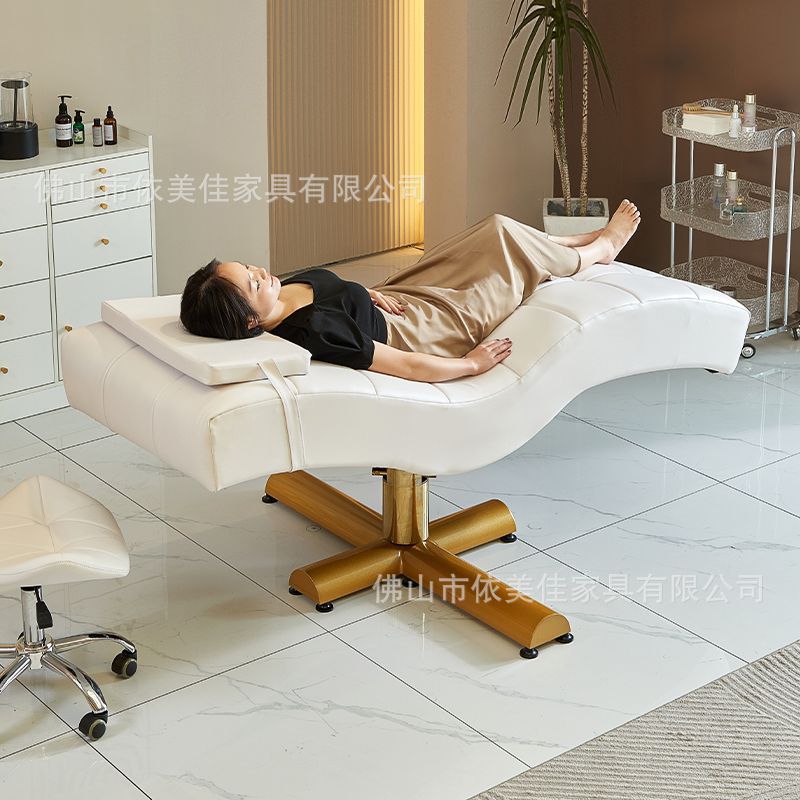 Cama de belleza de pestañas tipo S, cama de belleza, sillón de ocio ergonómico, bordado de pestañas, cama de belleza, cabeza ajustable