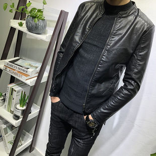 2025 autumn and winter new leather men's Korean fashion slim handsome pu. Leather Jacket Youth Biker Coat Trendy