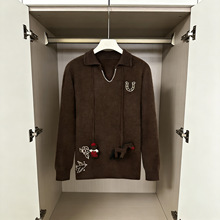 复古慵懒学院风翻领毛衣2026秋冬季韩版休闲针织衫减龄百搭上衣