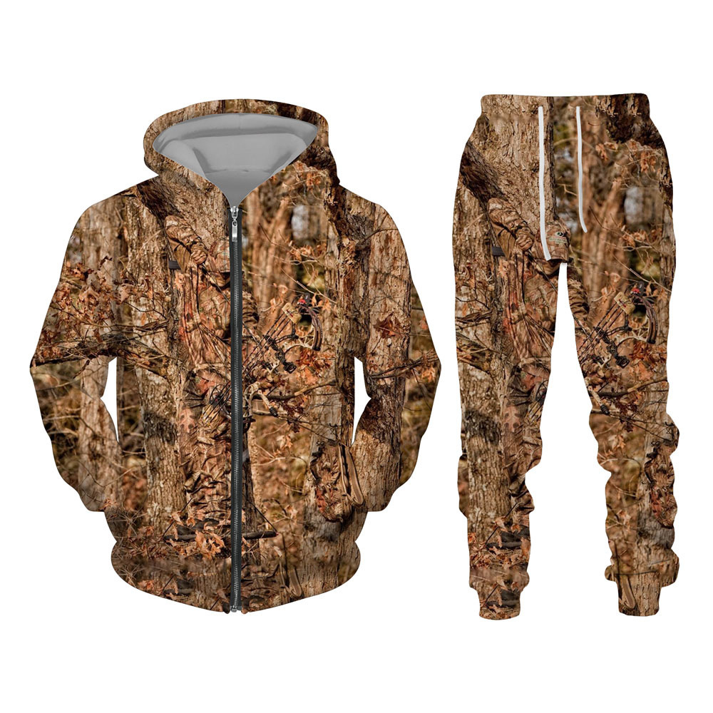 Sudadera con capucha de otoño para hombre 3D con estampado de árbol muerto Suéter casual con capucha con cremallera MF08-ML01
