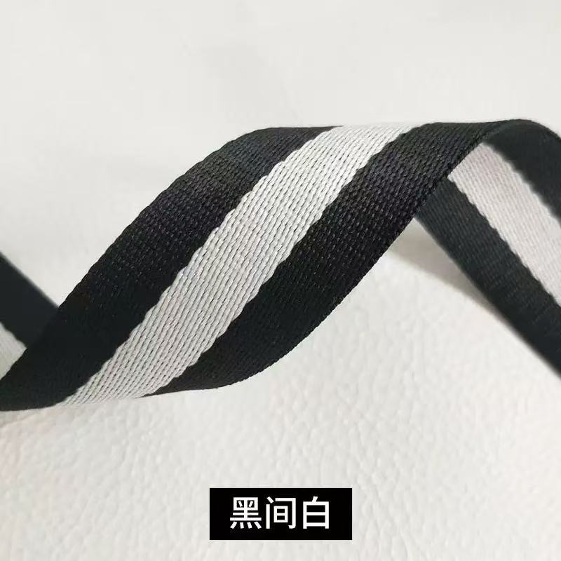 厂家直销黑间白双色涤纶织带现货箱包服装辅料条纹肩带包带挂带