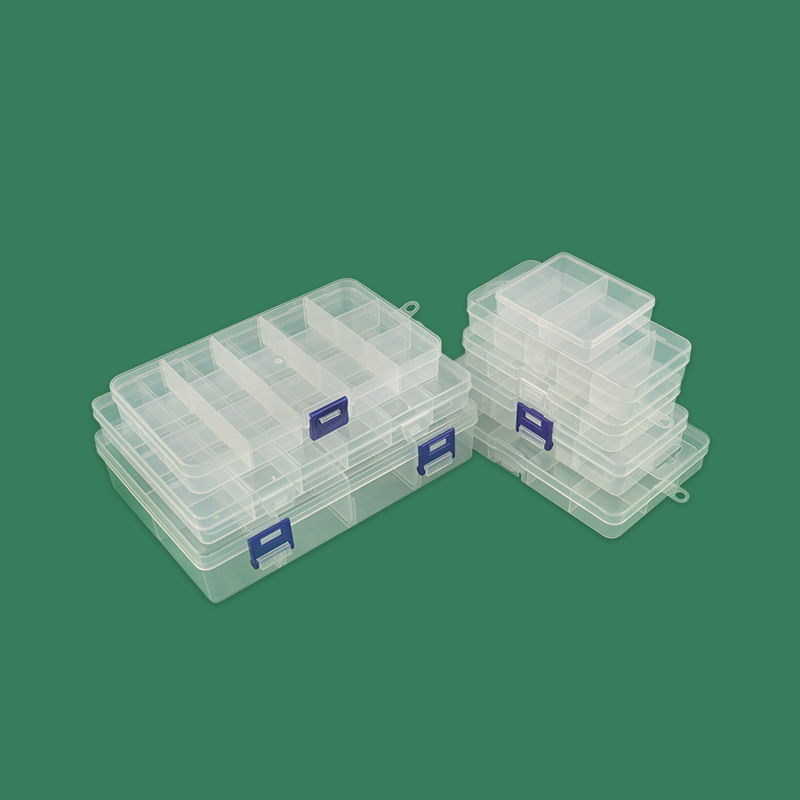 分格塑料桌面收纳盒10 15 24格透明纽扣渔具配件首饰化妆品包装盒