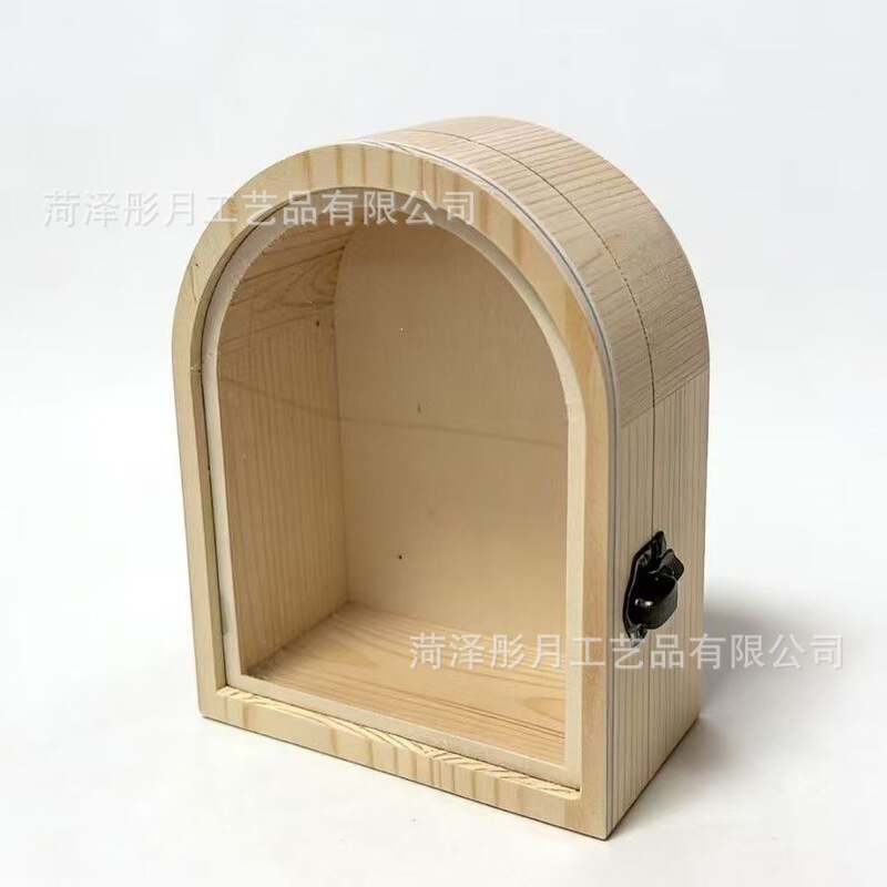 Solid Wood Arched Doll Display Box, Transparent Dust-Proof Figure Storage Box, Pop Mart Blind Box Display Desktop Ornament Solid Wood Arched Doll Display Box, Transparent Dust-Proof Figure Storage Box, Pop Mart Blind Box Display Desktop Ornament