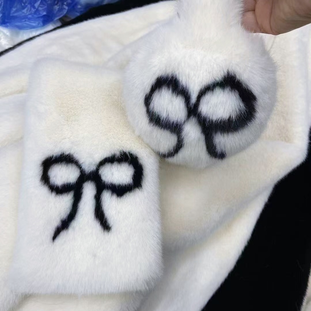 2024 otoño y invierno nuevo arco de visón bufandas cálidas para oídos, moda, bufandas cálidas para oídos para mujeres de moda
