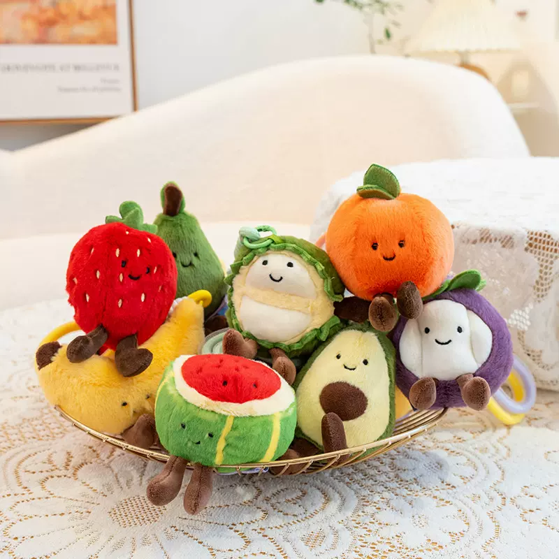 跨境生态水果蔬菜毛绒玩具桌伴公仔小挂件儿童仿真礼物玩偶挂饰