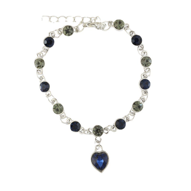 Crystal Bracelet, City Style, Marine Blue Charm, Delicate Chain (Blue)