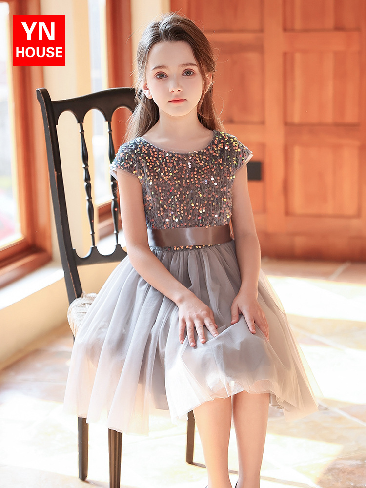 Vestido de niña Vestido de interpretación de piano para niños de alta gama Vestido de actuación de pasarela de cumpleaños de niña Vestido de niño grande