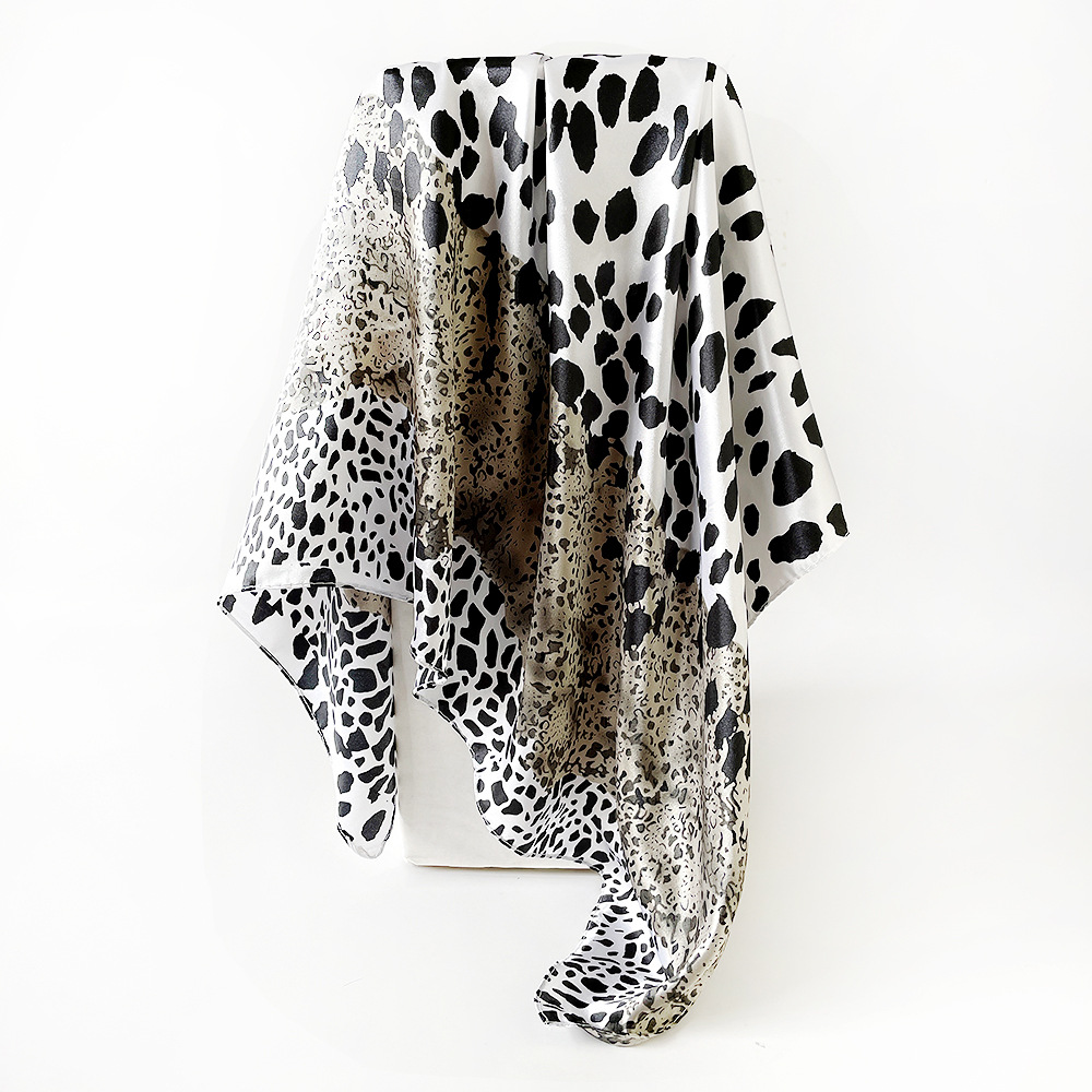 Leopard Print Satin Square Scarf European Style Hijab Shawl_voghion.com
