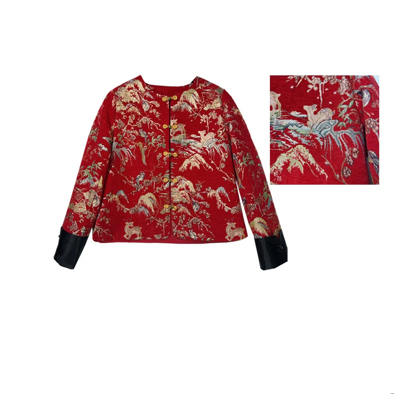 "Feng Shadow" Национальный стиль вязания с дном жаккарда с длинными рукавами новые осенние и зимние модели