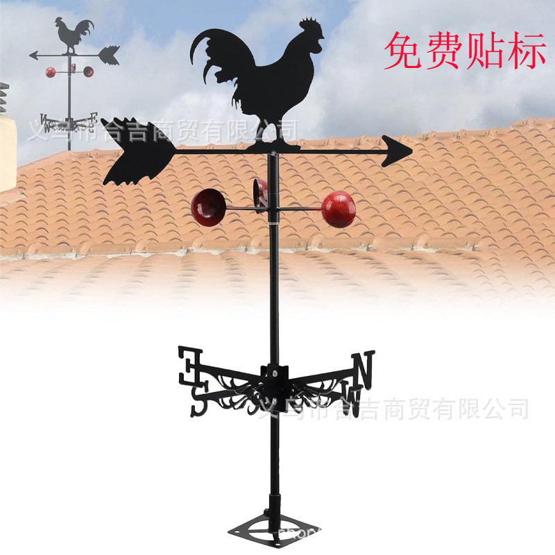 Cross-Border Rooster Wind Vane Metal Outdoor Decoration Rooftop Garden Decoration Furniture Ornaments Crafts Gift Giving