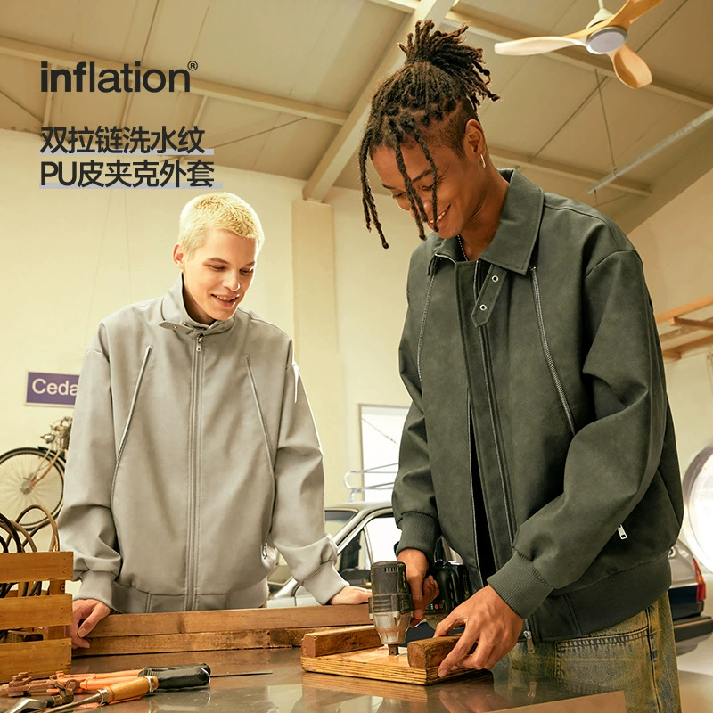 Мужская одежда JIEZHAN | Куртка-харрингтон с двойной молнией, выстиранная, с принтом, весна 2025, американский модный бренд Cleanfit