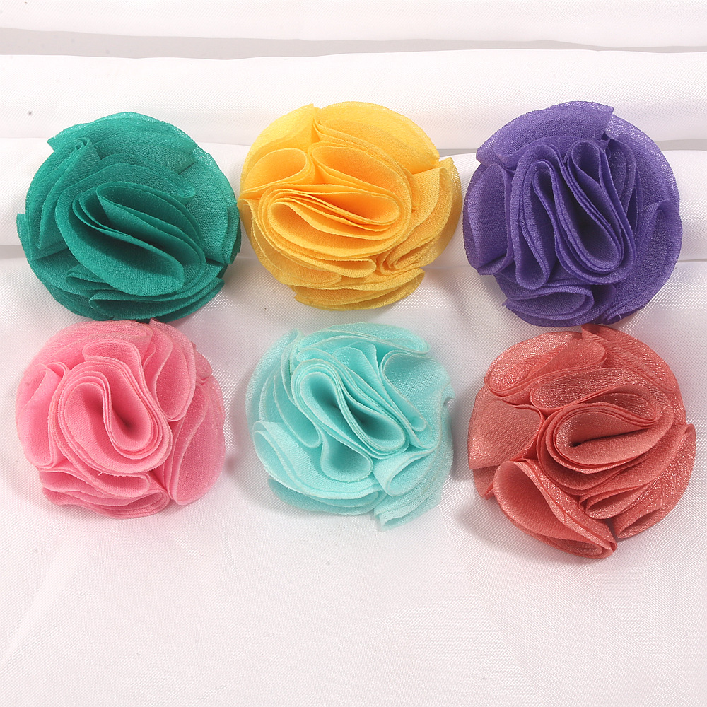 Foreign trade 5cm double-layer chiffon fabric 3D rose flower DIY suit brooch, lapel pin, clothing accessory