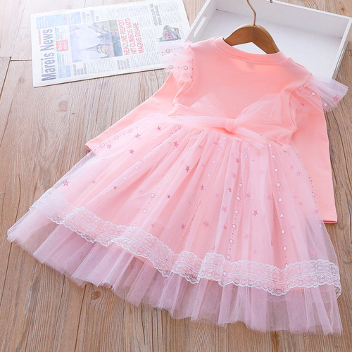 ELSA24 spring new girls dress ice and snow aishang princess dress lace tutu skirt birthday dress dress