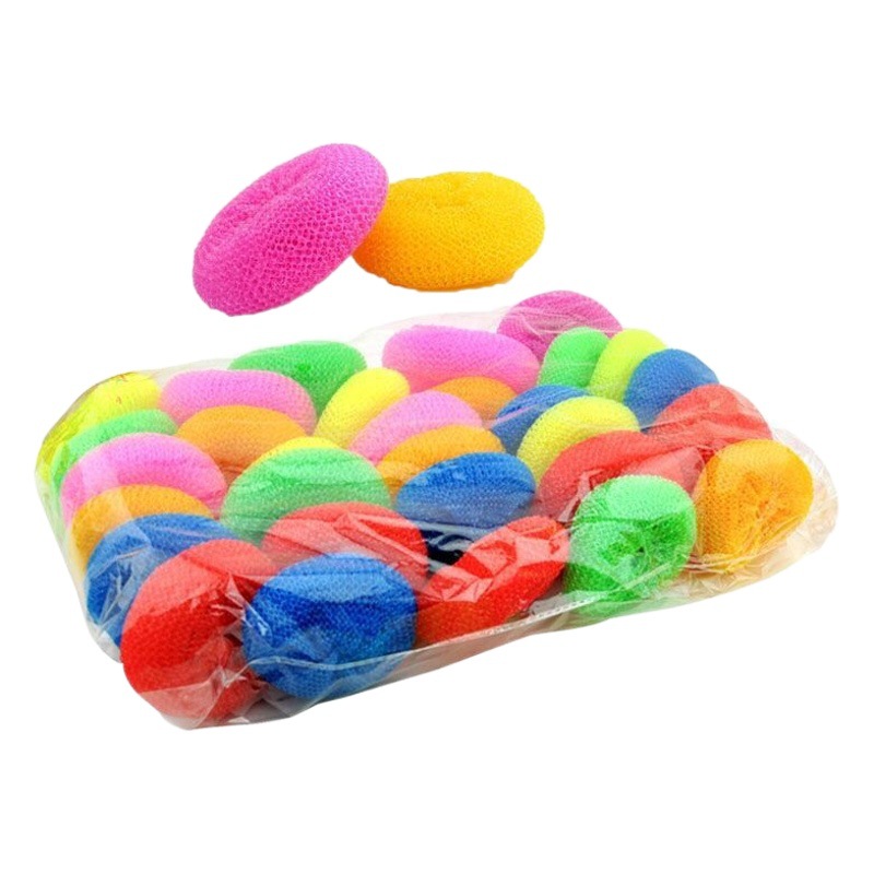 Color plástico alambre limpieza bola PET/PP fibra tejida de plástico tenis limpieza olla plato tazón cepillo