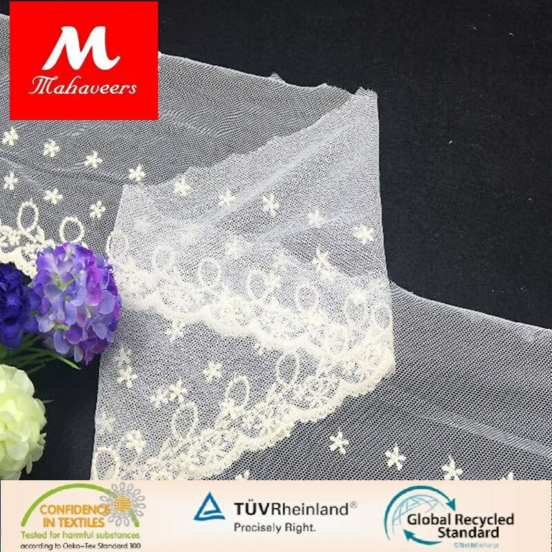 欧美爆款 14CM时尚纯棉网布刺绣花边辅料 diy 厂家批发直供